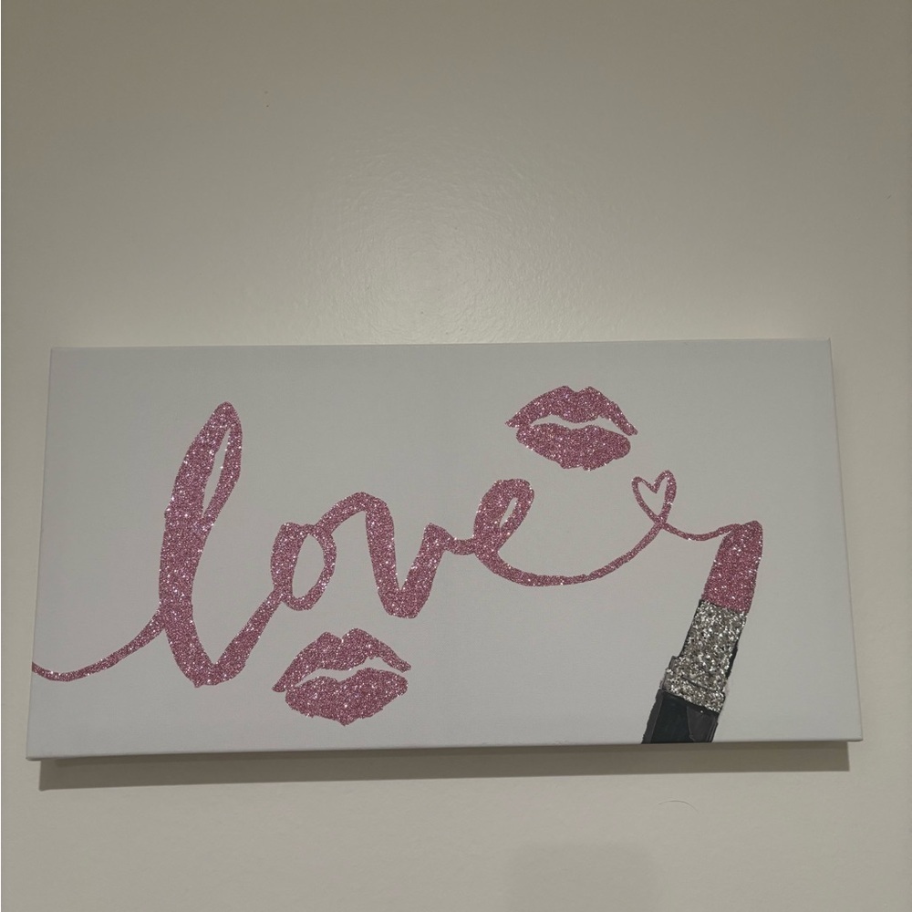Pink Glitter Love Wall Art - Picture 1 of 7